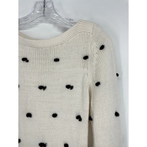 loft Polkadot Cream Knit Sweater Size Medium - Picture 3 of 7